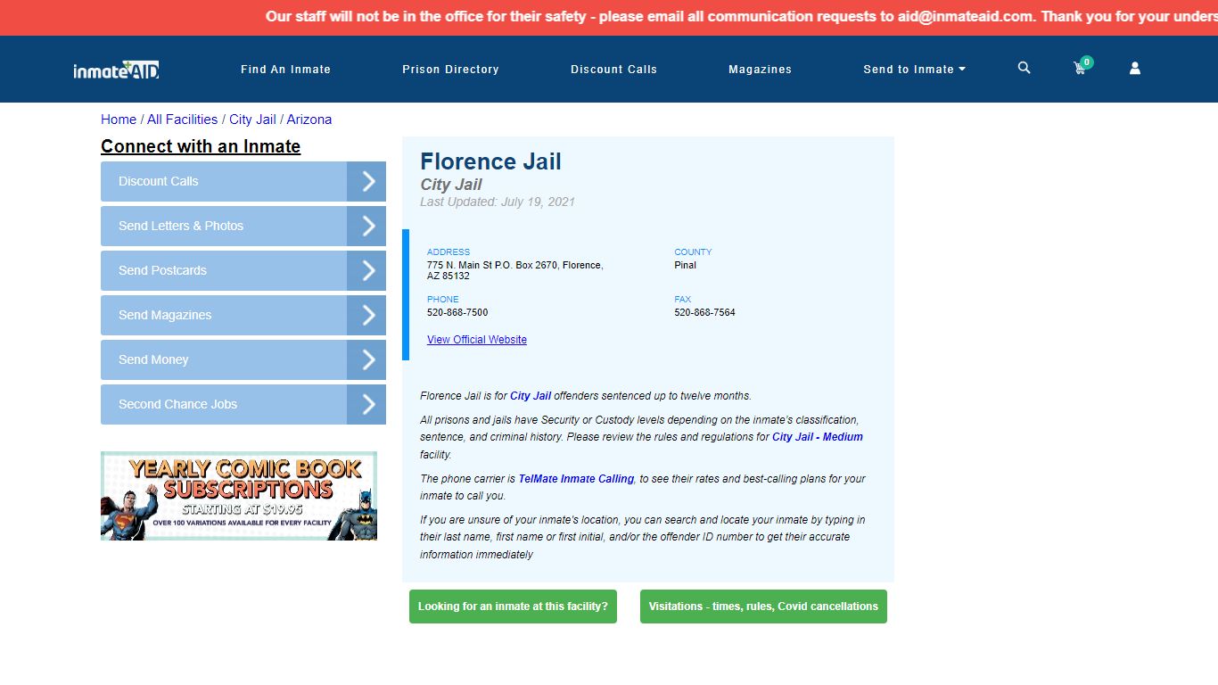 Florence Jail | Inmate Locator